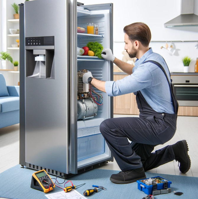 technician repairing a refrigerato